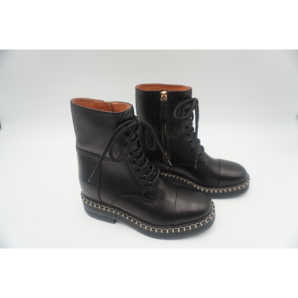 Chloé Noua Leather Whipstitch Trim Combat Ankle Boots. Style and Comfort Size 35 - Picture 1 of 11